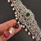 AD Diamond Changeable Color Stone Pearls Hip Chain Kamarbandh - 