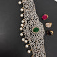 AD Diamond Changeable Color Stone Pearls Hip Chain Kamarbandh - 