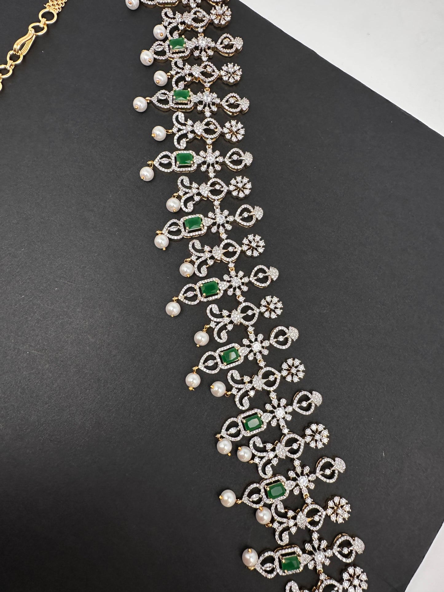 Diamond Finish Hip Chain Belt - Green
