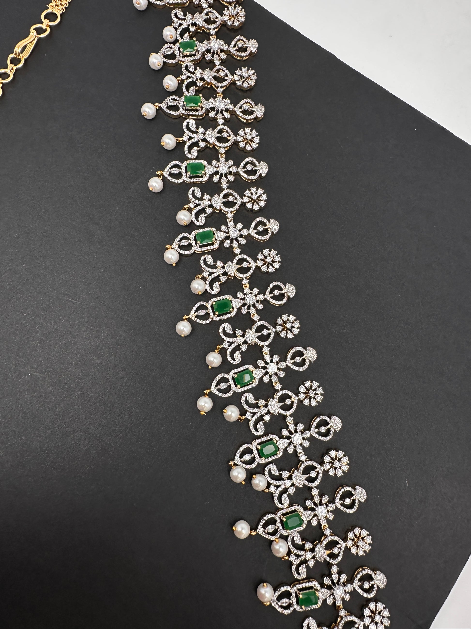 Diamond Finish Hip Chain Belt - Green