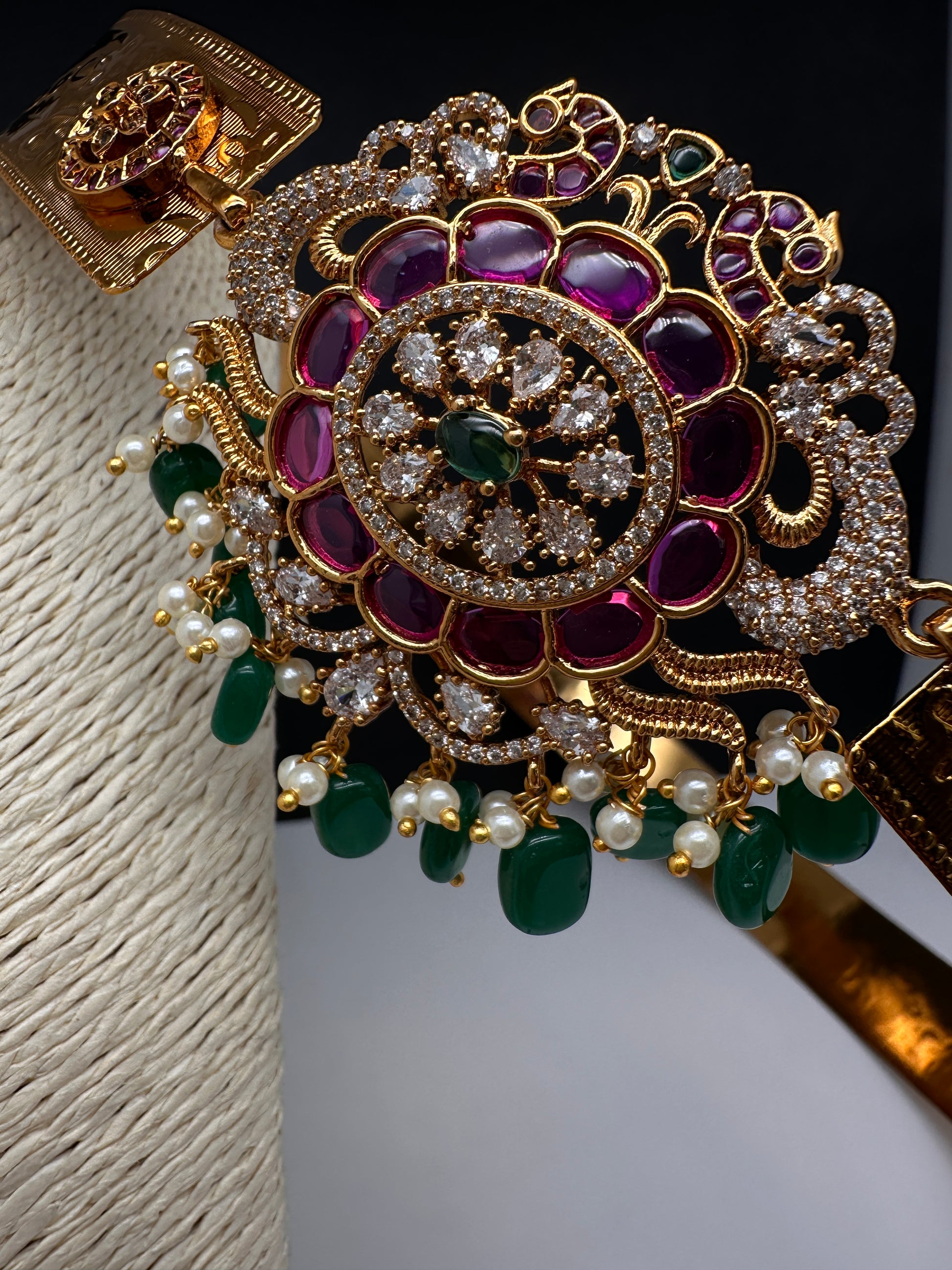 Kemp CZ Pendent Self Design Kamarband Hip Belt - 