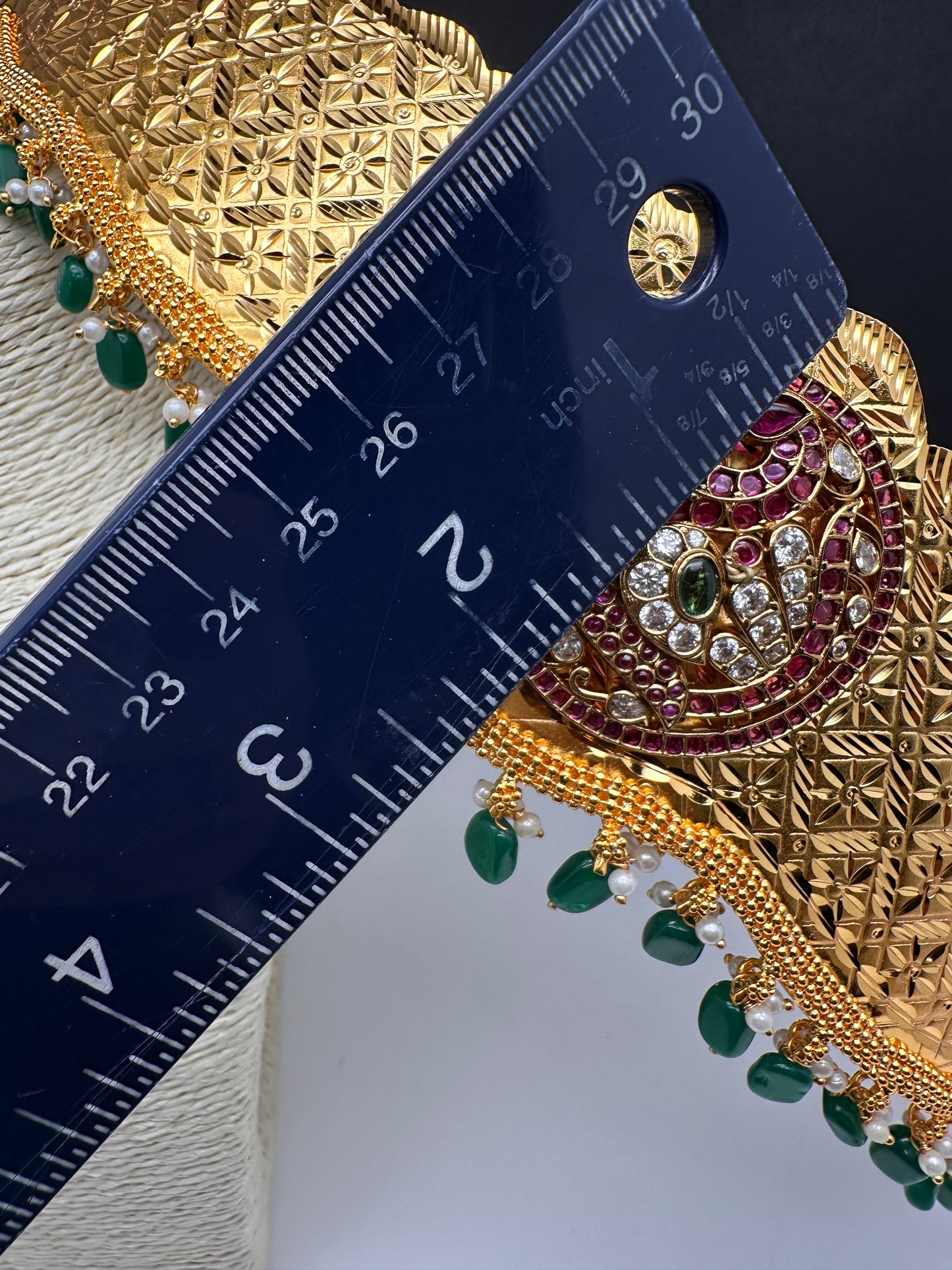 Kemp Peacock Pendent Self Design Kamarband Hip Belt - 