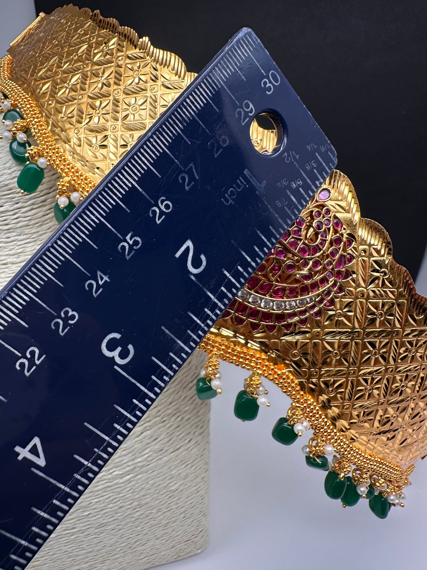 Kemp Peacock Pendent Self Design Kamarband Hip Belt - 