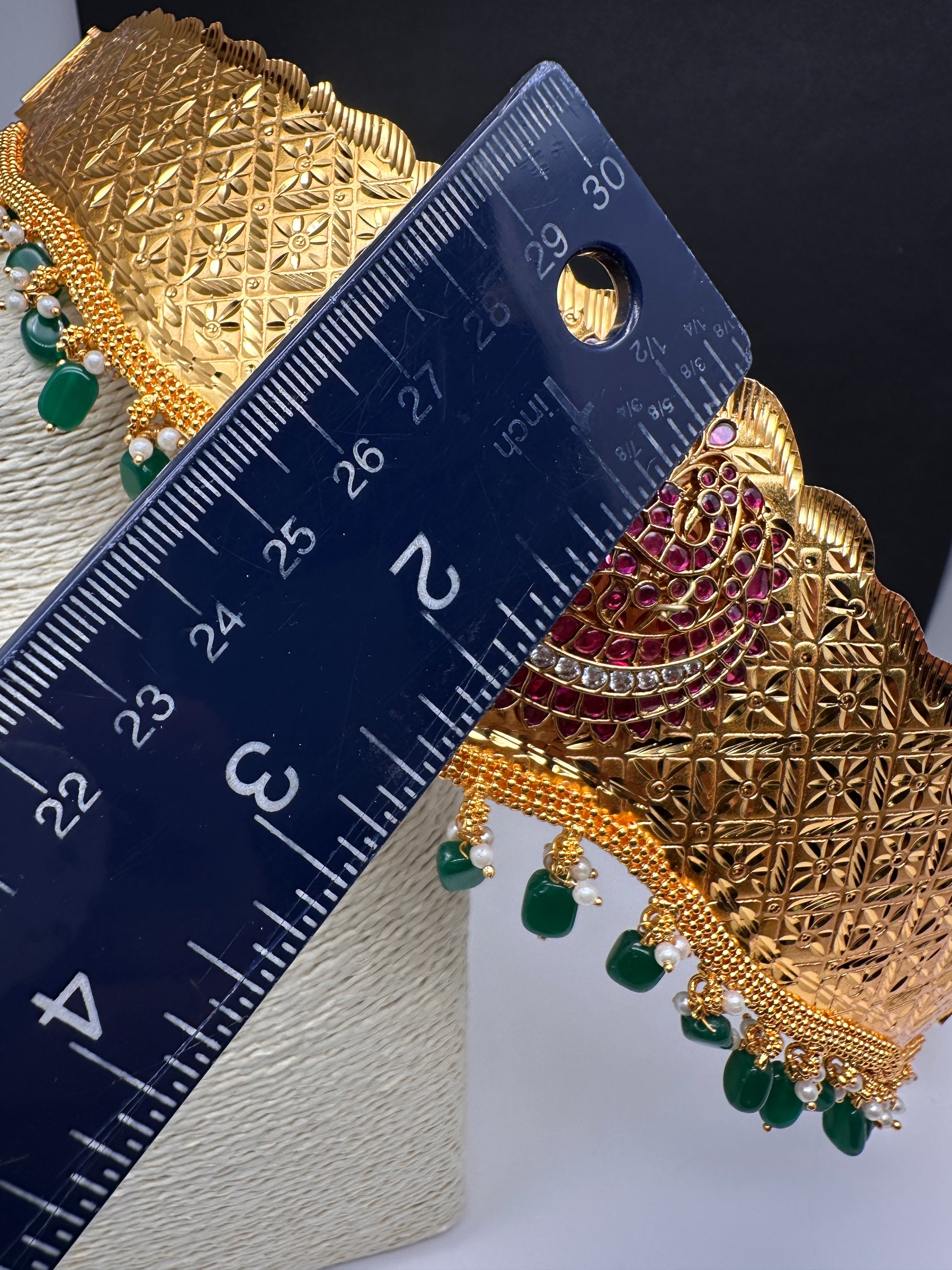 Kemp Peacock Pendent Self Design Kamarband Hip Belt - 