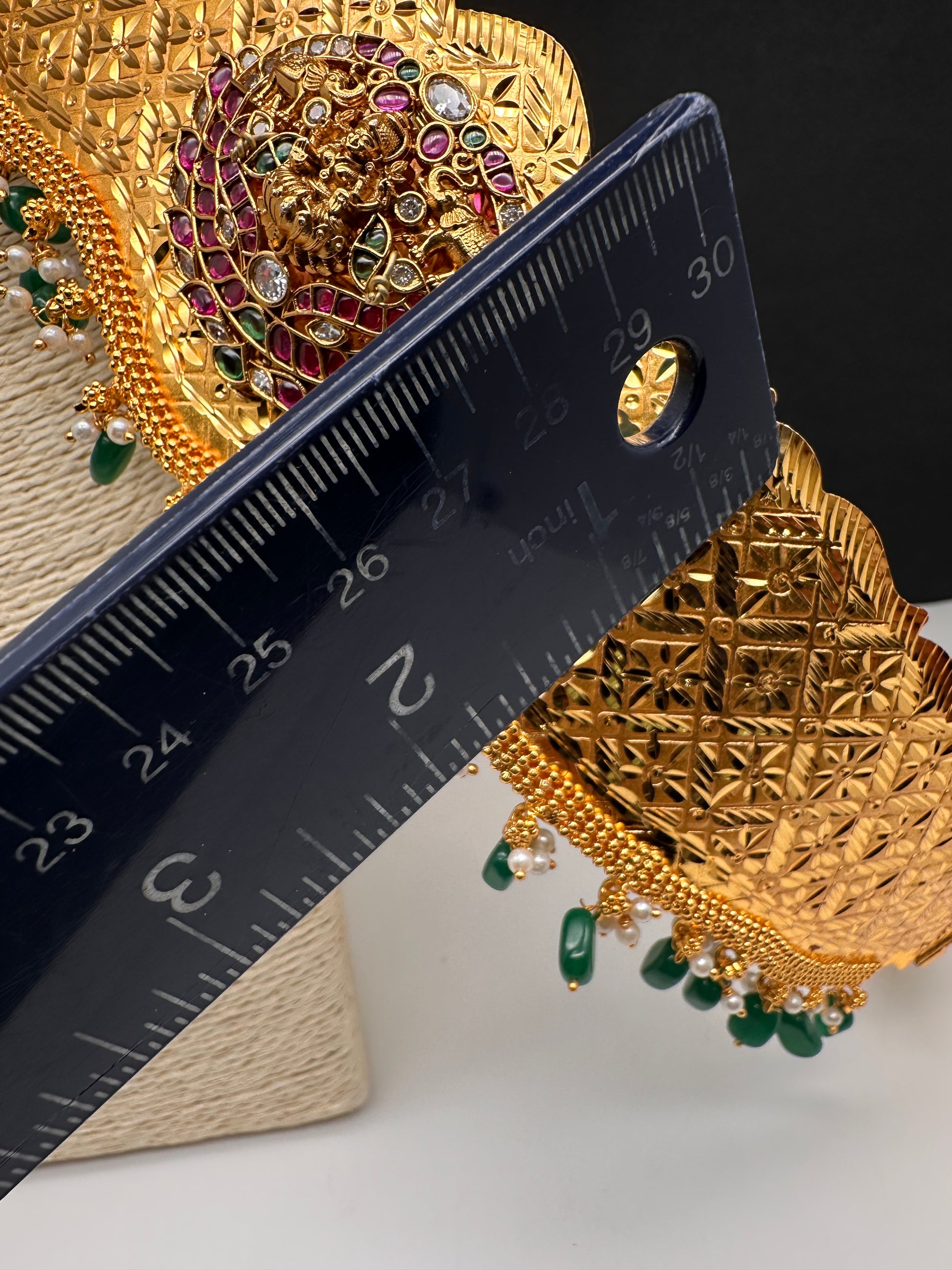 Kemp Goddess Lakshmi Pendent Self Design Kamarband Hip Belt - 