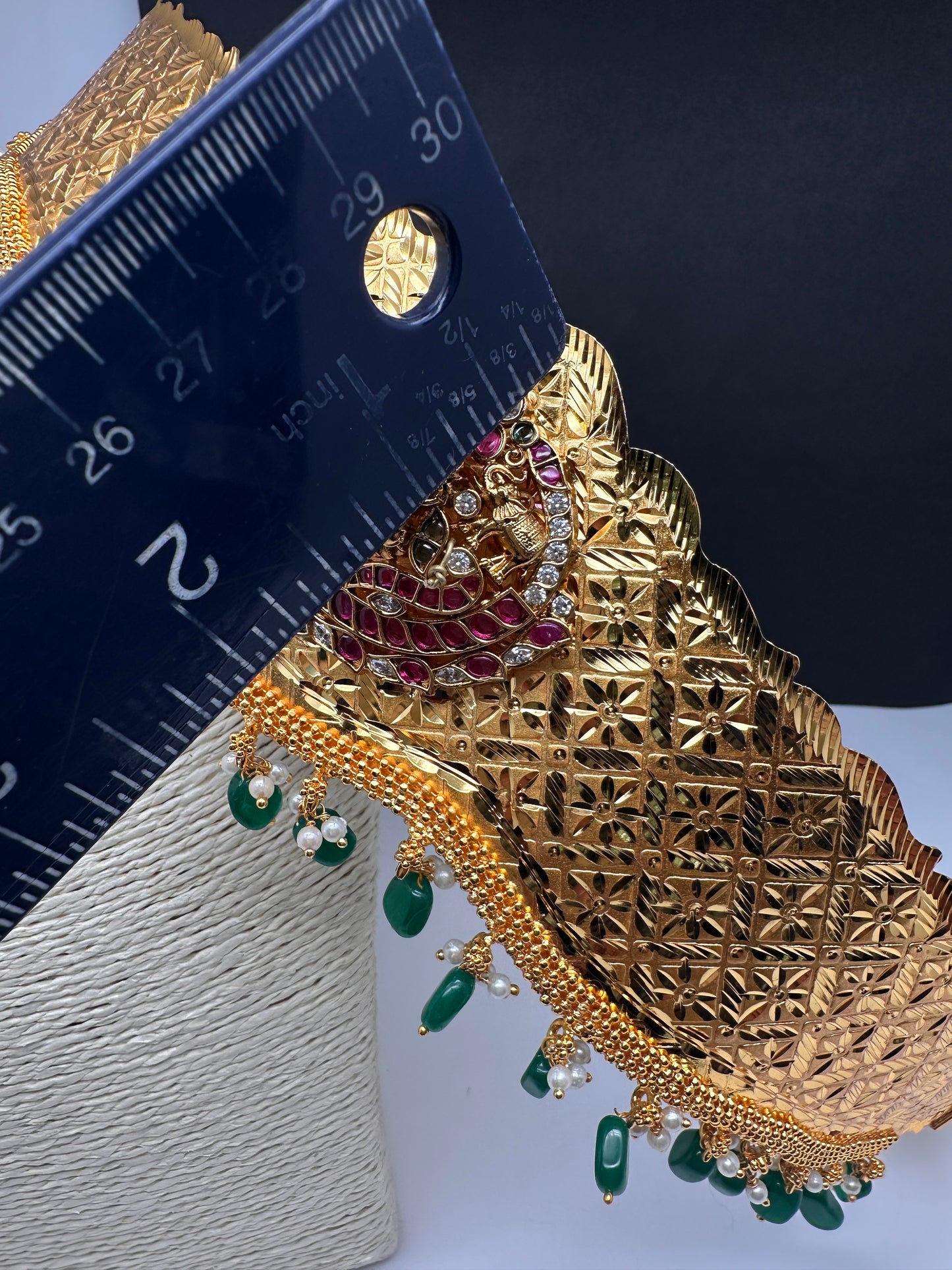 Kemp Goddess Lakshmi Pendent Self Design Kamarband Hip Belt - 