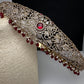 CZ Elephant Pattern Victorian Kamarband Hip Belt with Red Beads - 