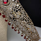 CZ Elephant Pattern Victorian Kamarband Hip Belt with Red Beads - 