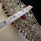 CZ Elephant Pattern Victorian Kamarband Hip Belt with Red Beads - 