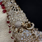 CZ Elephant Pattern Victorian Kamarband Hip Belt with Red Beads - 