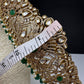 CZ Victorian Kamarband Hip Belt with Green Beads - 