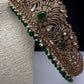 CZ Victorian Kamarband Hip Belt with Green Beads - 