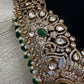 CZ Victorian Kamarband Hip Belt with Green Beads - 