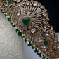 CZ Victorian Kamarband Hip Belt with Green Beads - 