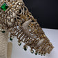 CZ Victorian Kamarband Hip Belt with Green Beads - 