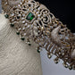 CZ Victorian Kamarband Hip Belt with Green Beads - 