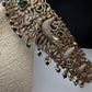 CZ Victorian Kamarband Hip Belt with Green Beads - 