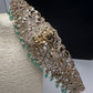 CZ Victorian Goddess Lakshmi Kamarband Hip Belt withMint Green Beads - 