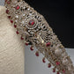 Peacock CZ Victorian Red Hip Belt Beads and Pearls - 