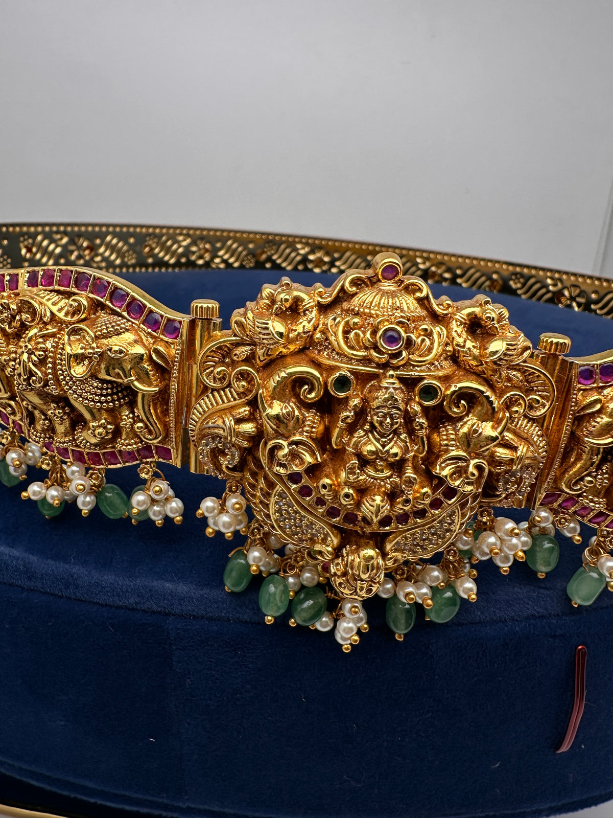 Nakshi Kemp Goddess Lakshmi Elephant Self Design Kamarband Hip Belt | CB000676