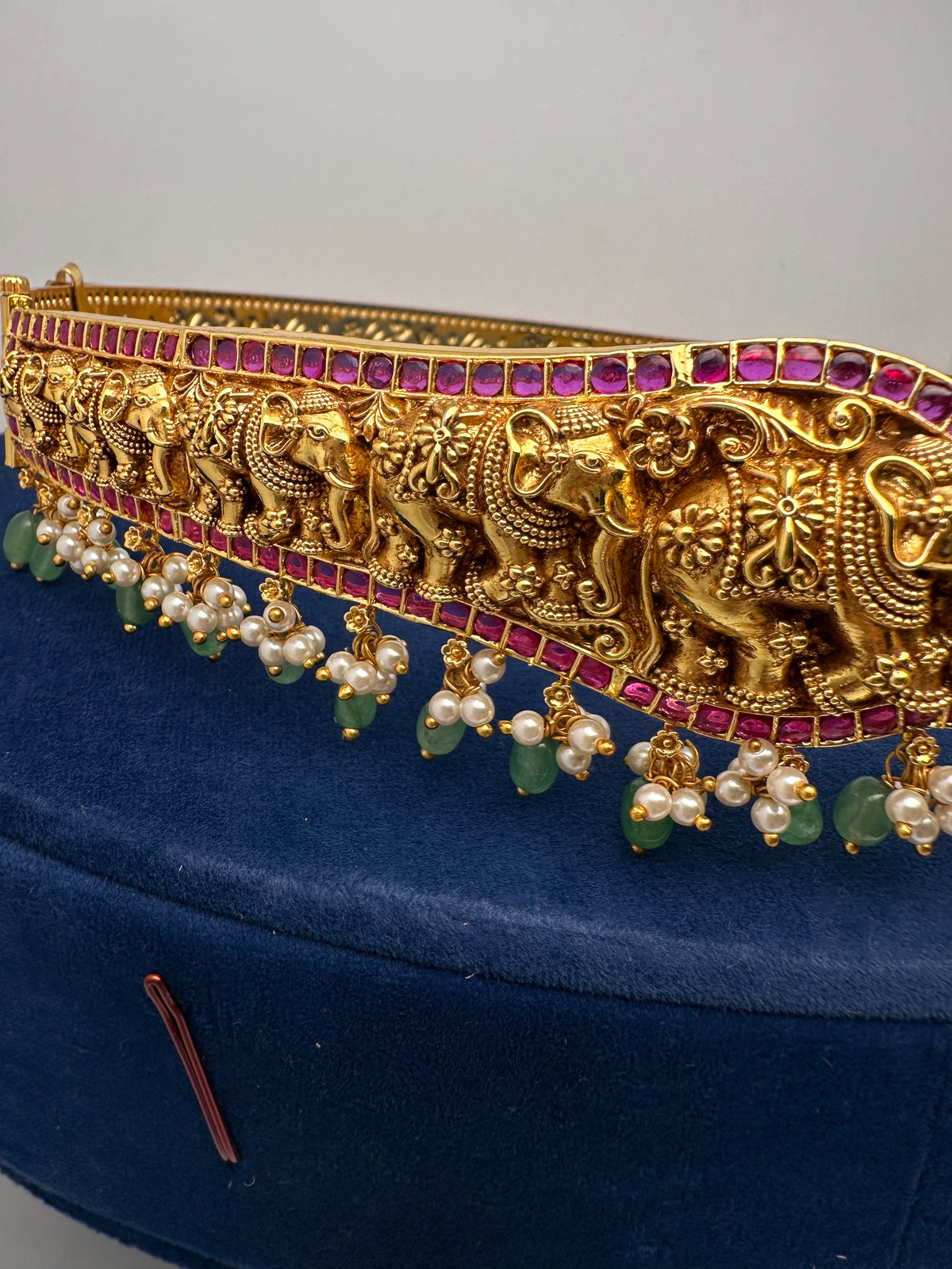 Nakshi Kemp Goddess Lakshmi Elephant Self Design Kamarband Hip Belt | CB000676