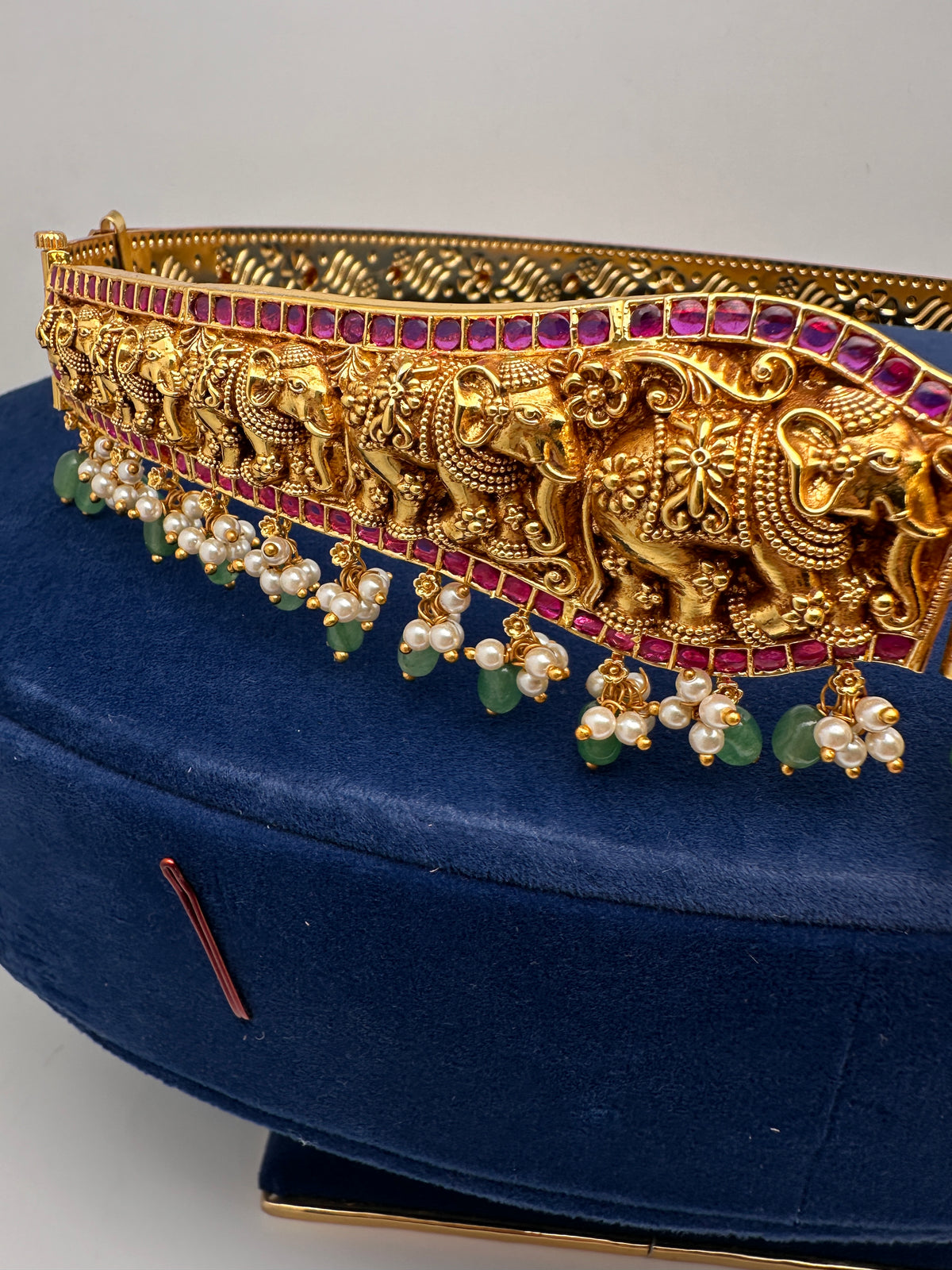 Nakshi Kemp Goddess Lakshmi Elephant Self Design Kamarband Hip Belt | CB000676