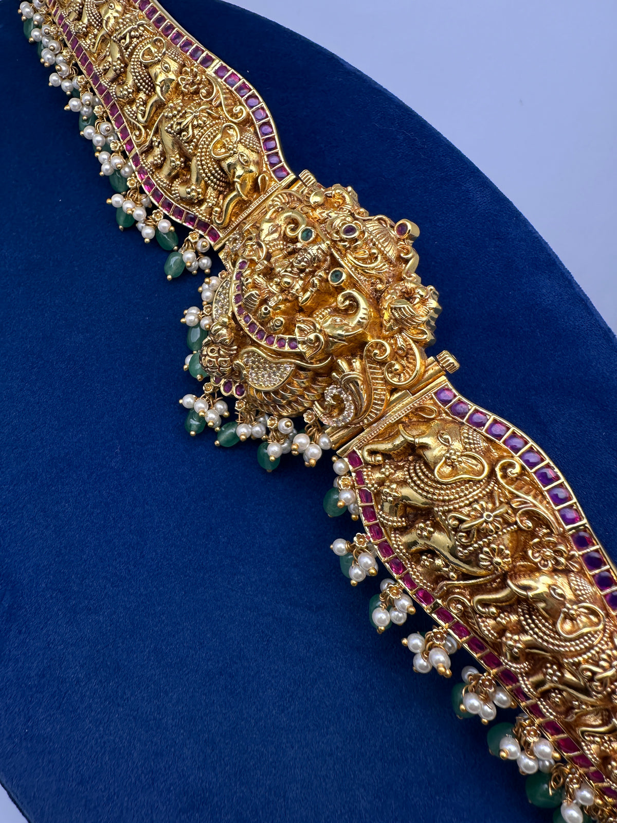 Nakshi Kemp Goddess Lakshmi Elephant Self Design Kamarband Hip Belt | CB000676