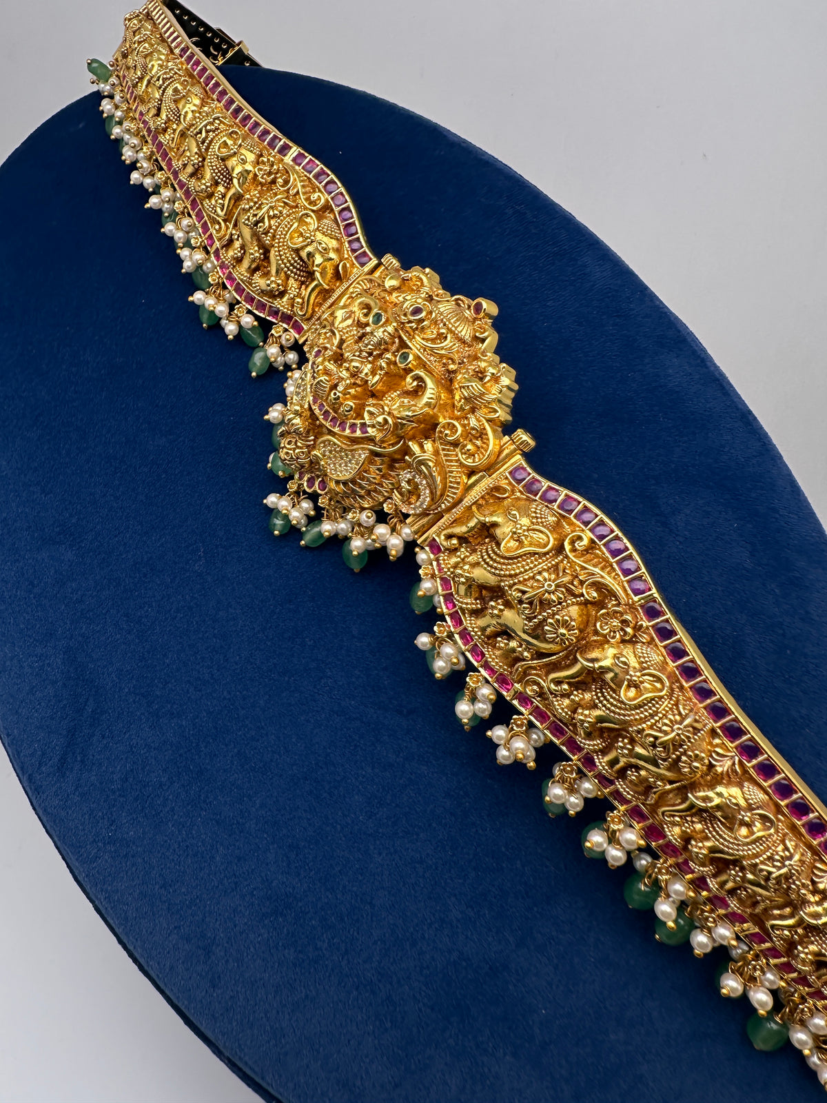 Nakshi Kemp Goddess Lakshmi Elephant Self Design Kamarband Hip Belt | CB000676