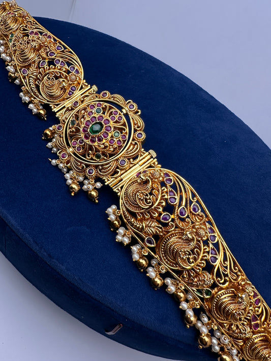 Nakshi Kemp Rotatable Pendant Flexible Self Design Kamarband Hip Belt | CB000679