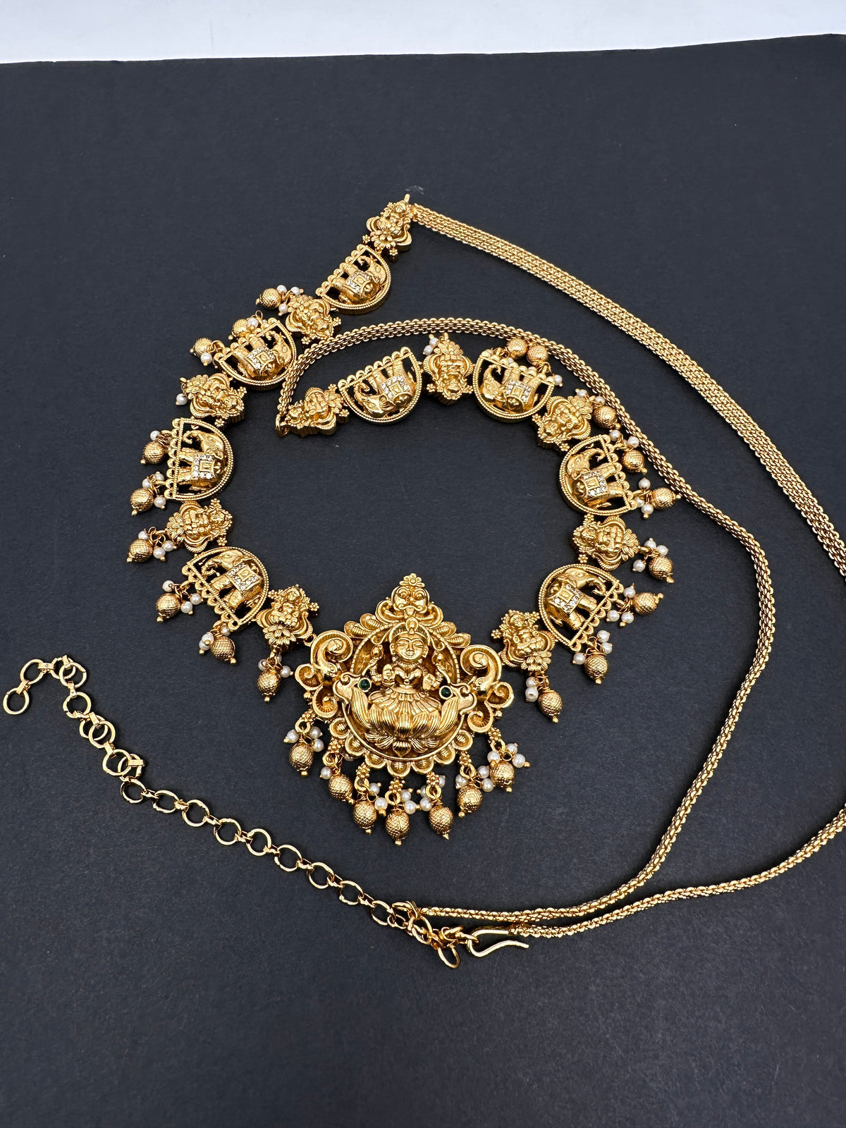 Nakshi Goddess Lakshmi Elephant Matte Vaddanam Kamarband Waist Belt - CB000681