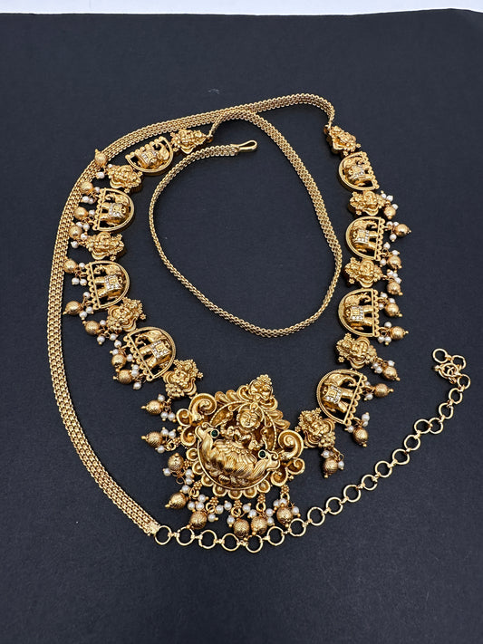 Nakshi Goddess Lakshmi Elephant Matte Vaddanam Kamarband Waist Belt - CB000681