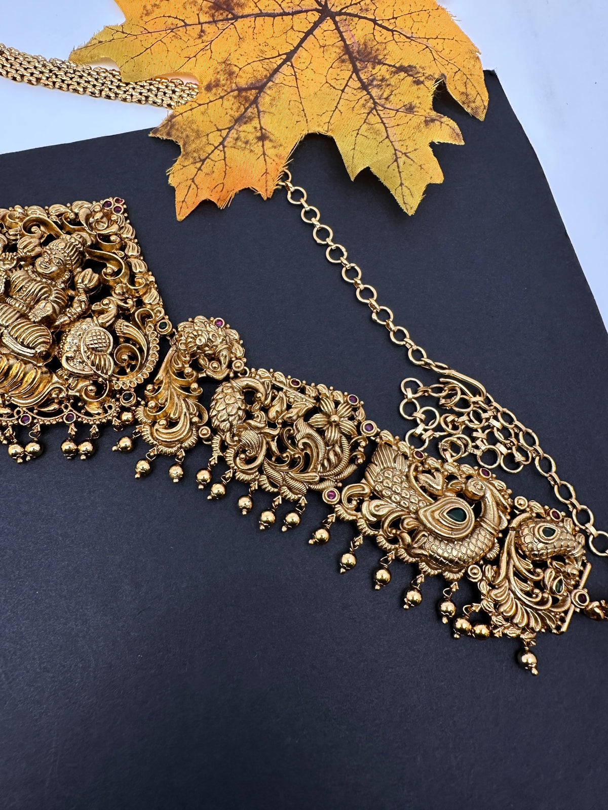Nakshi Goddess Lakshmi Peacock Matte Vaddanam Kamarband Waist Belt - CB000683