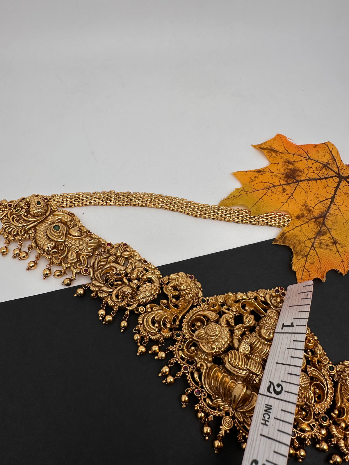 Nakshi Goddess Lakshmi Peacock Matte Vaddanam Kamarband Waist Belt - CB000683