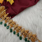 Nakshi Goddess Lakshmi Peacock Gold Finish Vaddanam Kamarband Waist Belt with Green Beads & Pearls - CB000684