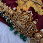 Nakshi Goddess Lakshmi Peacock Gold Finish Vaddanam Kamarband Waist Belt with Green Beads & Pearls - CB000684