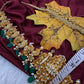 Nakshi Goddess Lakshmi Peacock Gold Finish Vaddanam Kamarband Waist Belt with Green Beads & Pearls - CB000684