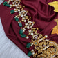 Nakshi Goddess Lakshmi Gold Finish Vaddanam Kamarband Waist Belt with Green Beads & Pearls - CB000685