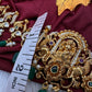 Nakshi Goddess Lakshmi Gold Finish Vaddanam Kamarband Waist Belt with Green Beads & Pearls - CB000685