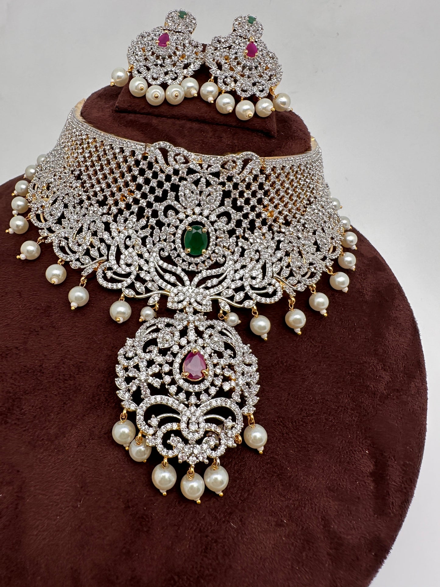 Ruby and Emerald Diamond Finish AD Choker
