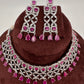 AD Pink Stone Silver Finish Choker