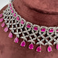 AD Pink Stone Silver Finish Choker