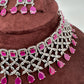 AD Pink Stone Silver Finish Choker