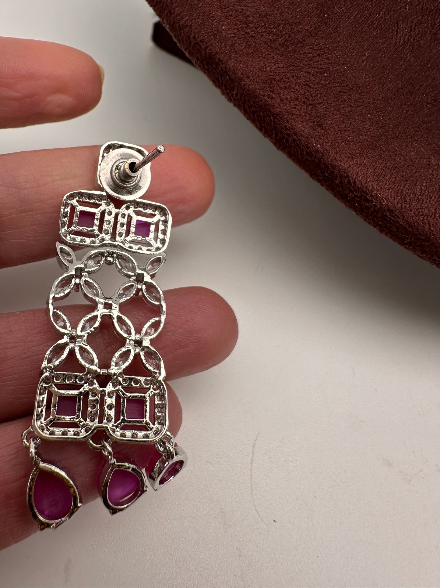 AD Pink Stone Silver Finish Choker