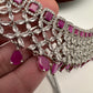 AD Pink Stone Silver Finish Choker
