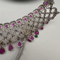 AD Pink Stone Silver Finish Choker