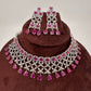 AD Pink Stone Silver Finish Choker