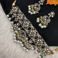 Moissanite Color Stone Victorian Pearls Neckline Choker - Green
