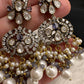 Moissanite Color Stone Victorian Pearls Neckline Choker - purple