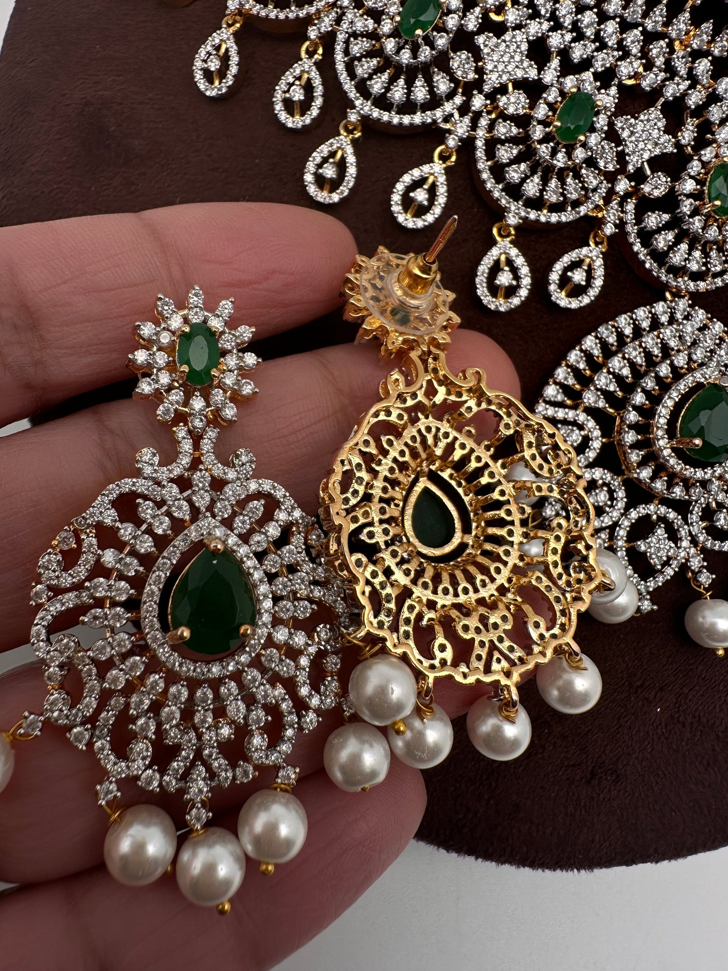 AD Color Stone Gold Polish Choker - Green