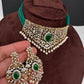 CZ Color Stone Beads Choker - Green